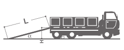 Auffahrrampe mit Verladehöhe, Rampenlänge und Neigungswinkel